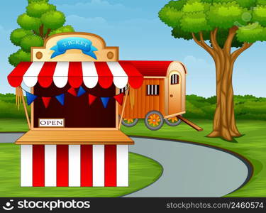 Cartoon of amusement park entrance on the roadside