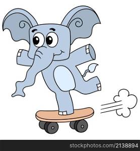 cartoon of an elephant skateboarding fast
