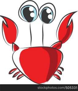 Cartoon of red crab vector illustration on white background.