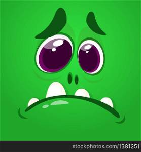 Cartoon of Sad Crying Funny Monster face avatar. Vector illustration for Halloween