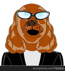 Cartoon of the dog in suit on white background is insulated. Vector illustration of the cartoon of the mug of the dog in coat