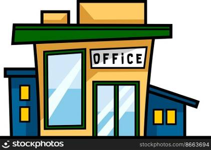 Cartoon Office Building. Vector Hand Drawn Illustration Isolated On Transparent Background
