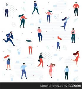 Cartoon Office People Characters Seamless Pattern. Male and Female Workers, Managers Repeated Texture. Vector Businessmen and Businesswomen Flat Endless Illustration. Trendy Design Elements. Cartoon Office People Characters Seamless Pattern