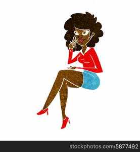 cartoon office woman sitting