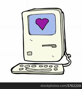 cartoon old computer with love heart