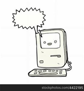 cartoon old computer with speech bubble