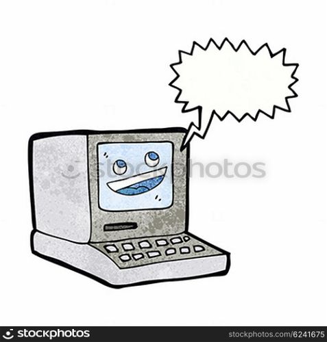 cartoon old computer with speech bubble