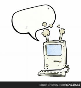 cartoon old computer with speech bubble