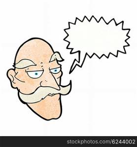 cartoon old man face with speech bubble