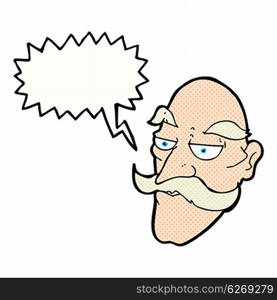 cartoon old man face with speech bubble