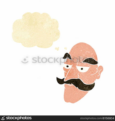 cartoon old man face with thought bubble
