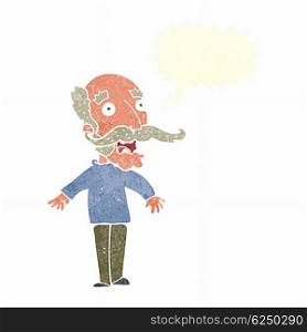 cartoon old man gasping in surprise with speech bubble