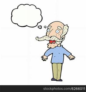 cartoon old man gasping in surprise with thought bubble