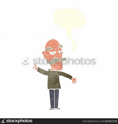 cartoon old man telling story with speech bubble