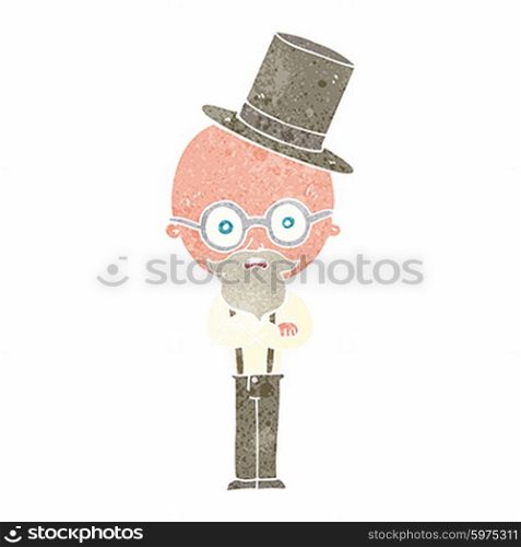 cartoon old man wearing top hat