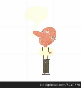cartoon old man with folded arms with speech bubble