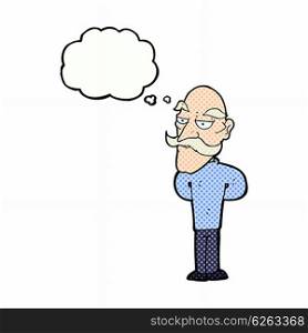 cartoon old man with mustache with thought bubble