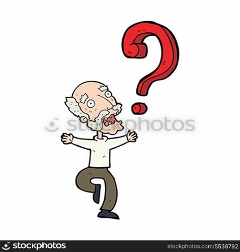 cartoon old man with question