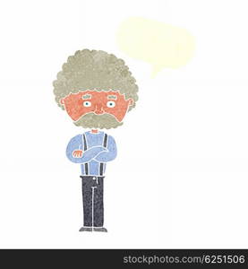 cartoon old man with speech bubble