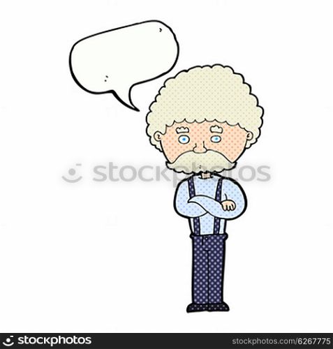 cartoon old man with speech bubble