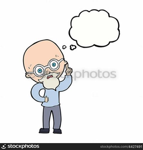 cartoon old man with thought bubble