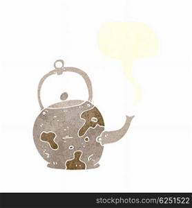 cartoon old tea pot with speech bubble