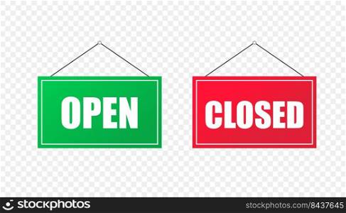 Cartoon open closed red green. Shop signs. Vector illustration. stock image. EPS 10.. Cartoon open closed red green. Shop signs. Vector illustration. stock image.