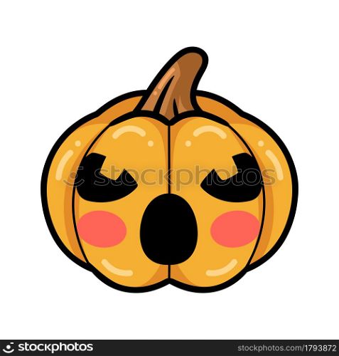 Cartoon orange pumpkin with angry face expression