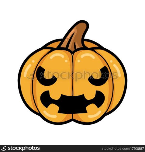 Cartoon orange pumpkin with angry face expression