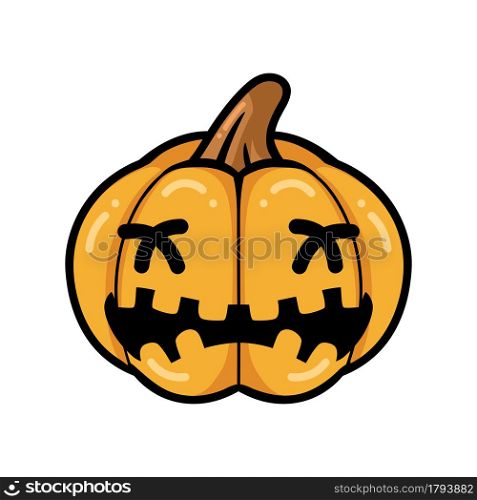 Cartoon orange pumpkin with crying face expression