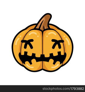 Cartoon orange pumpkin with crying face expression