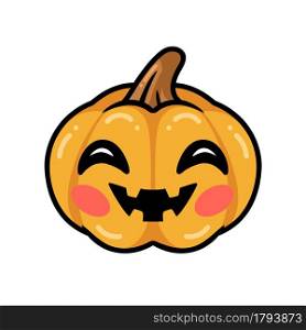 Cartoon orange pumpkin with happy face