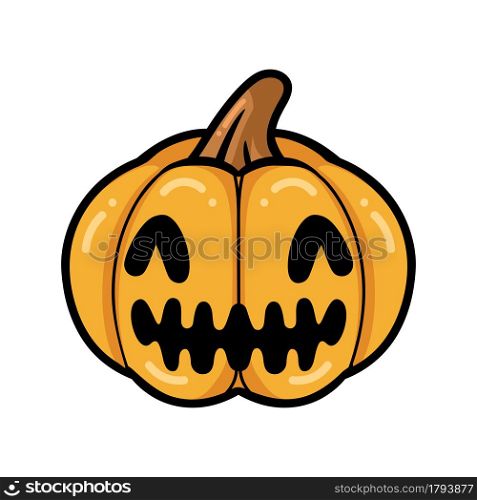 Cartoon orange pumpkin with happy face