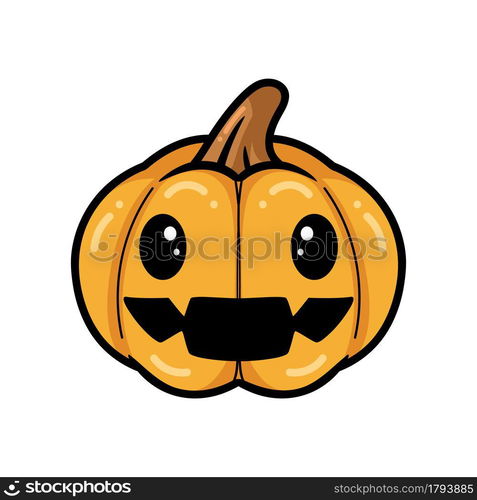 Cartoon orange pumpkin with happy face