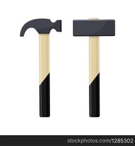 Cartoon pair of black hammers . Vector illustration
