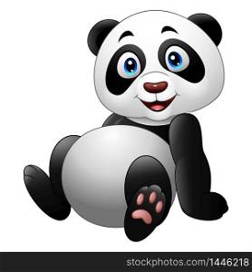 Cartoon panda sitting