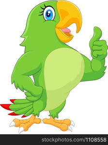 Cartoon parrot giving thumb up