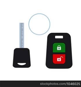 Cartoon parts of Car key isolated on white background,flat vector illustration. Cartoon parts of Car key isolated on white background