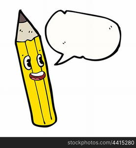 cartoon pencil with speech bubble