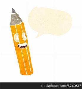cartoon pencil with speech bubble