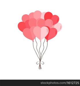 Cartoon pictures of love and valentine’s day Pink red heart balloon balloons have red ribbons included. Vector illustration