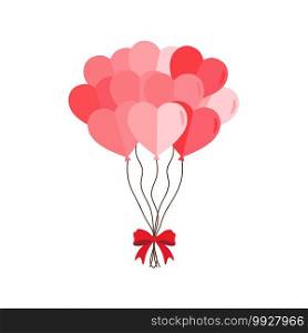 Cartoon pictures of love and valentine’s day Pink red heart balloon balloons have red ribbons included. Vector illustration