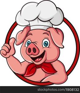 Cartoon pig chef giving thumb up