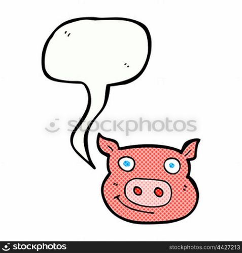 cartoon pig face with speech bubble