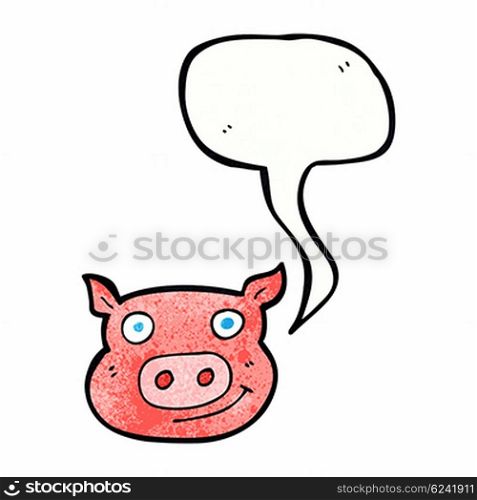 cartoon pig face with speech bubble