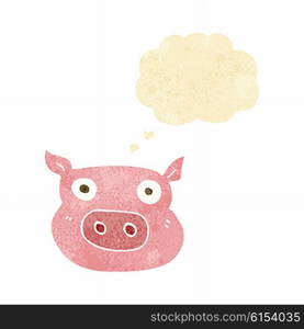 cartoon pig face with thought bubble