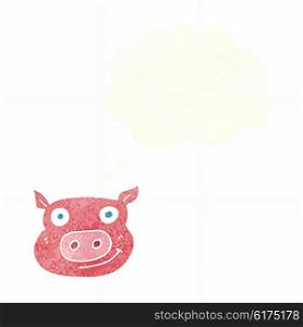 cartoon pig face with thought bubble