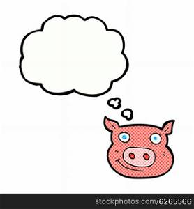 cartoon pig face with thought bubble