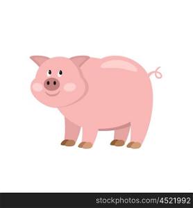 Cartoon pig. Farmer isolated animal. Vector