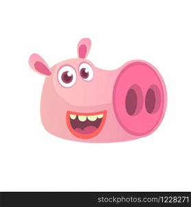 Cartoon pig head icon. Flat Bright Color Simplified Vector Illustration In Fun Cartoon Style Design